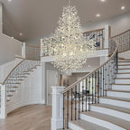 H65'' Silver Tree Branch Crystal High Ceilings Chandeliers,Modern Crystal Staircase Chandeliers, D48'' Foyer Chandelier for High Ceiling, Luxury Large Living Room Chandelier, 27-Lights