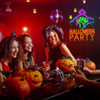 Halloween Party Neon Sign USB Powered Gothic Tombstone Light up Sign Dimmable Halloween Ghost Hand Neon Light Wall Decor for Halloween Party Bedroom Bar Man Cave Spooky House