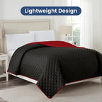 Martex Reversible Coverlet – Full Queen Size Quilt - Lightweight Full Size Bedding– Durable Queen Size Quilts for Bed – Soft - Easy Care Bedding – Ebony/Red