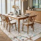 jinchan Botanical Birds 5x7 Ivory Area Rugs for Living Room Washable Non-Slip Soft Nature Plants Modern Kids Carpet Vintage Ultra Thin Low Pile Indoor Rug for Bedroom Dining Room Nursery Playroom