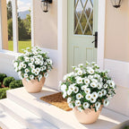 UV Resistant Artificial Petunias 13.3In Fake Flowers Artificial Flowers for Outdoors Silk Flowers 8PCS Fake Hanging Basket Plants Suitable for Outdoor Porch Decoration Patio Decor (White)