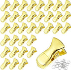 35 Pack Mini Metal Alligator Clips for Crafts Non-Slip Silicone-Coated Retro DIY Badge Small Clips (Glossy Gold)