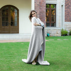 Snuggle Sac Oversized Grey Throw Blankets Twin Size,Super Soft Warm Blankets Cozy Knit Fuzzy Throw Blankets for Sofa, Bed, Heather Grey, 60x80 inches