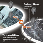 S·BAGNO 24'' Round Bathroom Mirror with Lights, LED Bathroom Vanity Wall Mirror with Anti-Fog, Stepless Dimmable, 3 Colors, Tempered Glass Lighted Vanity Smart Mirror for Bathroom(No Bluetooth)