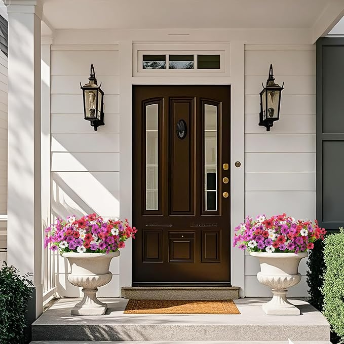 INQCMY Artificial Flowers for Outdoors Faux Plants Fake Flowers Spring Summer Decoration,12 Bundles Faux Silk Colorful Daisy Realistic UV Resistant for Outside Home Planter Window Porch Patio Yard