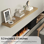Floating Shelves for Wall, 72"W x 9.3"D x 1.5"H, Long Wooden Wall Mounted Display Shelves with Invisible Brackets for Living Room, Bedroom, Bathroom, Kitchen Decor and Storage, Set of 1, Oak
