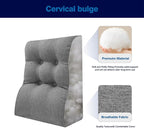 Daneey Bed Pillows for Sitting up in Bed, Reading Pillows for Sitting in Bed Adult, Back Pillow for Bed Sitting Up, Back Support Pillow for Bed Removable Breathable Cover, Gray