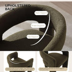 Green Sherpa Dining Chairs Set of 2, Modern Barrel Dining Room Chairs Upholstered Faux Fur Accent Chair with Arms and Round Back for Living Room Kitchen Armchair No Assembly Needed