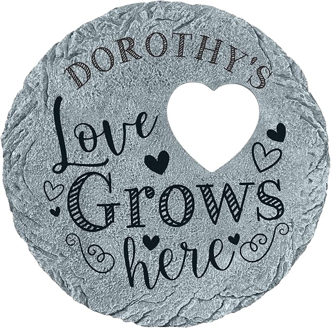 Let's Make Memories Personalized Garden Stone - Resin - Custom Garden Décor - Heart Stepping Stone - for Dad - for Father's Day