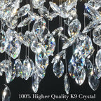 Modern Crystal Silver Chandelier, 36" Large Rectangular Oval Tree Branch Crystal Chandeliers for Dining Room,16-Light Flush Mount K9 Crystal Chandeliers, for Kitchen Island,Dining Room