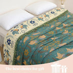 Boho Throw Blanket for Bed, 100% Pure Cotton Ultra Soft Rustic Quilt, Farmhouse Decor Bed Blankets, All Season Rustic Throw for Sofa Couch Chair(91''x 98'', Bird A)