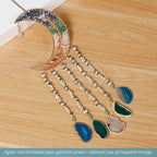 Agate Gemstone Dream Catcher 7 Chakra Tree of Life Dream Catcher with Rainbow Crystal Stones Handmade Dreamcatcher Wall Decor for Adults Boys Girls,Bedroom,Wedding,Garden,Bless Gift(Blue&Green Moon)