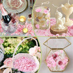 1500Pcs Real Pink Hydrangea Flower Petals for - 1.06 oz Natural Dried Pink Petals for Romantic Night, Her Set, Proposal Decor