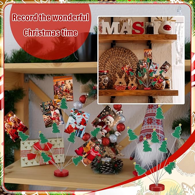 Christmas Photo Tree Holder Clip 8 Branch Gift Card Clips Tree Picture Frame Holder Christmas Table Centerpiece for Memo Paper Note Photo Decorations