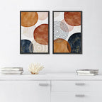 SIGNFORD Framed Wall Art Print Set Vintage Mid-Century Spiral Watercolor Dot Abstract Shapes Illustrations Modern Minimalist Multicolor for Living Room, Bedroom, Office - 16"x24"x2 Black