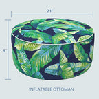 LVTXIII Inflatable Stool Ottoman Footrest with Handle, All Weather Foot Rest, Indoor or Outdoor Use for Home Patio Garden and Camping, D21 x H9, Hanalei Lagoon