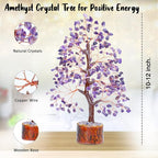 Crocon Amethyst Gemstone Tree Feng Shui Figurine Money Bonsai Chakra Balancing Good Luck Reiki Healing Crystals Decoration Ornament Sculpture Prosperity Table Decor Gift Size 10-12"""