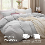 Bedsure Light Grey Duvet Cover King Size - 3 Pieces Prewashed Cotton-Like Extra Soft Bedding Set, Includes 1 Duvet Cover 104x90 Inches with Zipper Closure & 2 Pillow Shams, Comforter Not Included