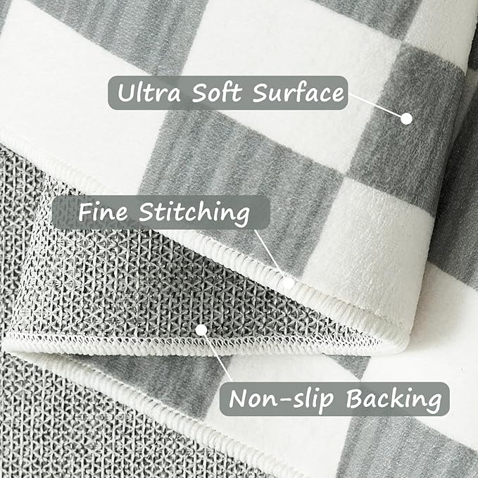 jinchan 6x9 Checkered Area Rugs for Kids Room - Machine Washable Soft Rug Modern Geometric Lattice Non-Slip Carpet for Nursery Playroom Classroom Living Room Bedroom Dining Room Home Office Grey