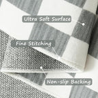 jinchan Runner Rug 2x6 Hallway Washable Modern Checkered Geometric Lattice Kids Bedroom Rug Indoor Floor Cover Non Slip Soft Carpet for Nursery Room Kitchen Laundry Room Home Grey