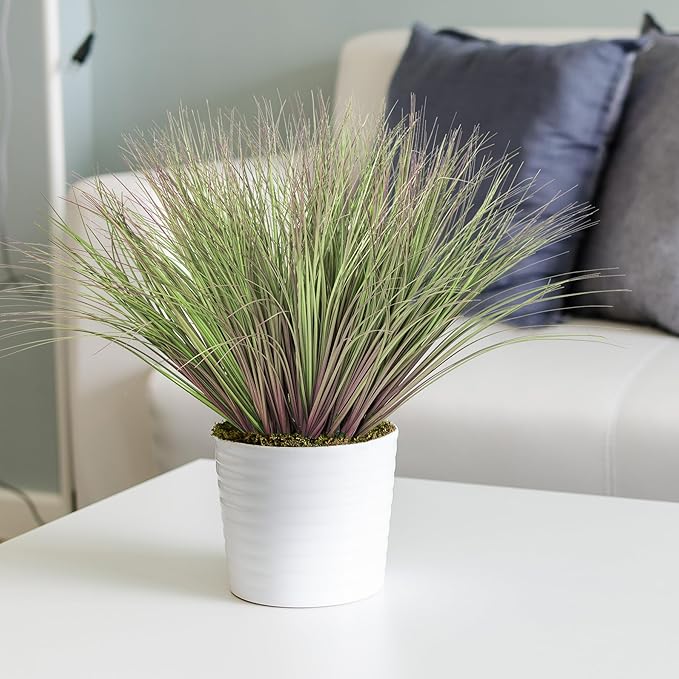 Fake Grass Artificial Grass Greenery Stems Fall Flowers Artificial Shrubs Wheat Grass Greenery Home Decor Artificial Plants Ornamental Grass Outdoor Fake Grass Leaves(24pcs) Purple-Green