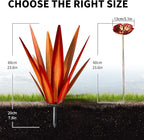Large Tequila Rustic Sculpture, Rustic Metal Agave Plants for Outdoor Patio Yard, Home Decor Hand Painted Metal Agave Garden Yard Statue, Outdoor Lawn Ornaments (Red - L (W/Bird Feeder))
