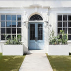 Galvanized Steel Garden Planter - White Matt Galvanized Metal Planter Box - Modern Metallic Heavy Planter - Indoor & Outdoor, Commercial & Residential (White, L36 x W12 x D16)