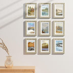 Vittanly 5x7 Picture Frames Set of 9, Shatter Resistant Plexiglass, Display 4x6 Pictures with Mat or 5x7 without Mat, Photo Frames for Wall or Tabletop, Engineered Wood, Driftwood
