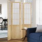 5.6FT Room Divider and Folding Portable Partition Screen, Chinese Japanese Shoji Style for Room Separation - 4 Panel (Natural)