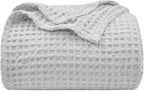 PHF Ultra Soft Waffle Weave Blanket Twin Size 66"x 90"- Washed Lightweight Breathable Cozy Woven Blanket for Bed - Aesthetic Decor for Couch Bedding Sofa Home Car - Light Grey