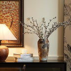 Smiletag Rustic Vase for Home Decor, Farmhouse Terracotta Vases, Stone Vases, Large Vases for Living Room Decor, Rustic Flower Vase Decoration for Living Room Tall Ceramic Vase