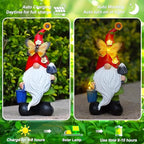 Gnomes Garden Statues Decor, Solar Waterproof Large Gnome with LED Lights Funny Garden Sculptures Outdoor Patio Yard Decorations Lawn Ornaments Gifts for Women Mom