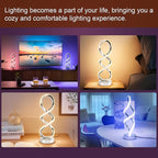 Modern Spiral RGB Table Lamp, Touch Dimmable Bedside Lamp, 7 Colors 10 Light Modes Spiral Design Table Lamp, Unique Nightstand Lamp for Living Room, Bedroom, Cool Lamps, Sliver, 2 Pack
