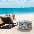 LVTXIII Indoor/Outdoor Inflatable Ottoman, D31 x H14 Inch Large Round Ottoman, All Weather Foot Rest Stool, Portable Footrest for Patio, Garden, Camping and Home - Vigour Paisley