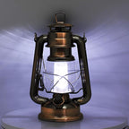 YAKii LED Vintage Lantern Metal Hanging Hurricane 12 LED Dimmer Switch Cold White Battery Operated Power Outage Indoor Camping Lighting Outdoor Brooklyn (Copper 2 Pack)