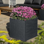 SUNNYPARK Set of 2 Large Square Planter with Removable Liner, All-Weather PE Rattan Modern Planters Indoor Outdoor Flower Plant Pots Garden Box Patio Yard Front Porch Deck