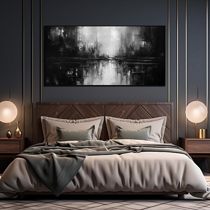 Abstract Painting Canvas Wall Art Living Room Black Wall Decor for Bedrom Home Office Decor Large Picture Frames for Wall 29 x 58 Inch