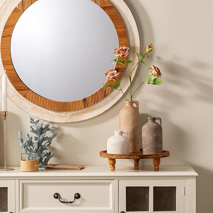 Ceramic Vase Home Table Decor - Flower Vase Set of 3 Living Room Kitchen Decorations Farmhouse Modern Rustic Vases Decorative Centerpiece for Shelf Bedroom Office Bathroom Dining Coffee Desk