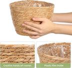 Woven Straw Flower Pot Seagrass Planters Basket Garden Plant Pot Containers Wicker Rattan Vase Sundries Organizer Storage Bins for Indoor Outdoor Plants