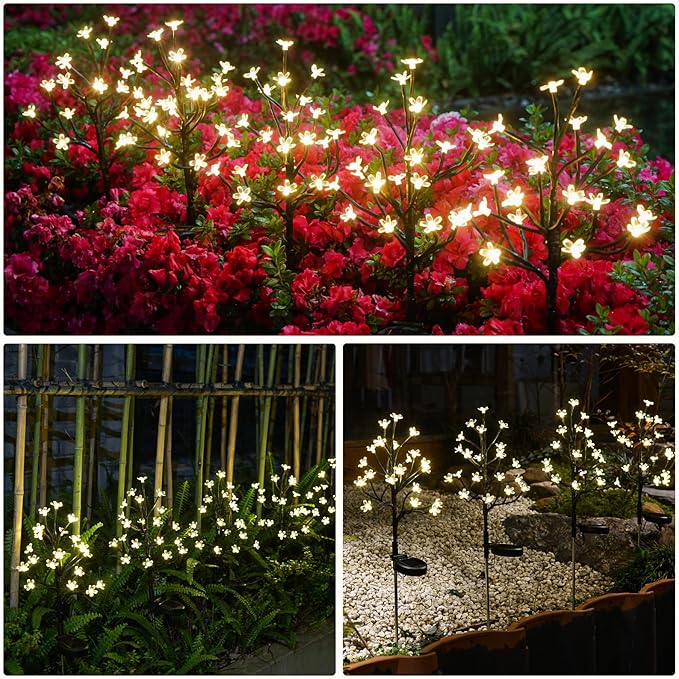Solar Garden Lights Garden Decor, Solar Flowers Lights Outdoor Decorative,2Pack 40LED Solar Lights Outdoor Garden Waterproof for Outside Yard,Lawn,Patio,Pathway Decorations Gardening Gifts