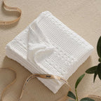 PHF 100% Cotton Waffle Weave Throw Blanket, Soft Lightweight Breathable Cozy Summer Throws for Couch Bed Sofa, Luxury Aesthetic Woven Blanket for Home Decor & Office, 50"x60", White