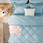 CozyLux Full Size Comforter Sets Light Blue - 7 Pieces Bed in a Bag Full, Luxury Soft Bed Set for All Seasons, Bedding Set with Down Alternative Comforter, Sheets, Pillowcases & Shams