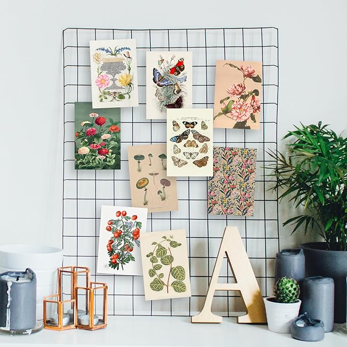 Artivo Wall Collage Kit Aesthetic Pictures, Vintage Wall Collage Kit 100 set 4x6, Bedroom Decor for Teen Girls, Botanical Flower Collage Kit for Wall Aesthetic Posters, Photo Collection