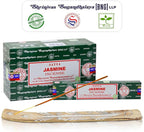 Satya Jasmine & Nagchampa Incense Sticks - 15gmx12 Pack with Raajsee Incense Holder