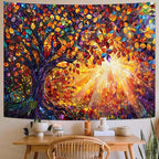 Lunerfex Tree of Life Tapestry Stained Glass Tapestry Wall Decor Tapestries for Bedroom Art Tapestries Wall Hanging for Bedroom Living Room Glass-Tree-03 70"x90"