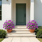 UV Resistant Artificial Petunias 4PCS Fake Flowers 13.3In Artificial Flowers for Outdoors Silk Flowers Fake Hanging Basket Plants Suitable for Outdoor Porch Decor Patio Decor, Dark Purple