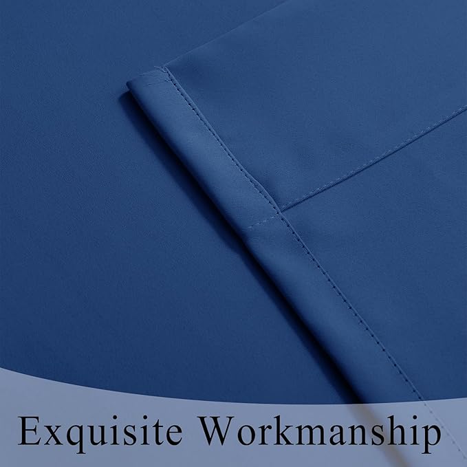 Fcosie Fire Retardant Curtains 108 inches Length (2 Panels, Blue), 80% Blackout Drapes for Bedroom Living Room, Thermal Insulated Room Darkening Curtain with Antique Bronze Grommet Top, 42" Wx108 L