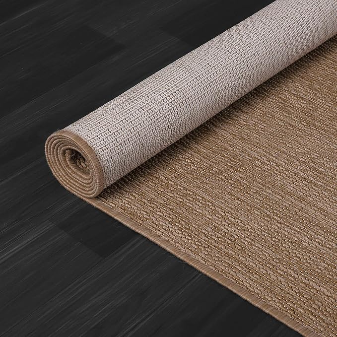 CAMILSON Outdoor Rug 6x9 Modern Area Rugs for Indoor and Outdoor Patios and Porches - Waterproof, Washable, Non-Shedding, Easy-to-Clean Outside Carpet (6 x 9, Solid - Jute)