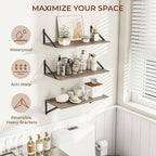 Heimlove 24" W x 12" D Wall Shelves for Books, 12 Inch Deep Floating Shelves Set of 3, Wide Floating Bookshelf with Metal Bracket for Living Room, Kitchen, Office, Bedroom and Decor Storage - Grey