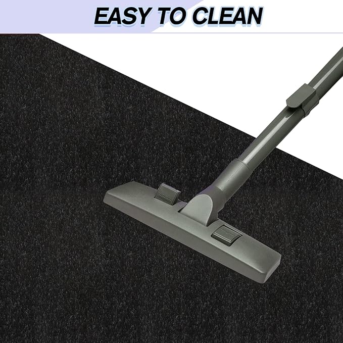 Custom Size Backed Non-Slip Area Rugs Runner, Easy Clean, Waterproof Runner Rugs for Hallway Entryway, Kitchen, Laundry, 3FT x 81FT, Black